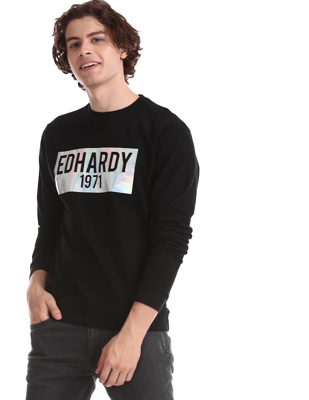 Ed Hardy Men Casual Wear Chest Print Sweatshirt